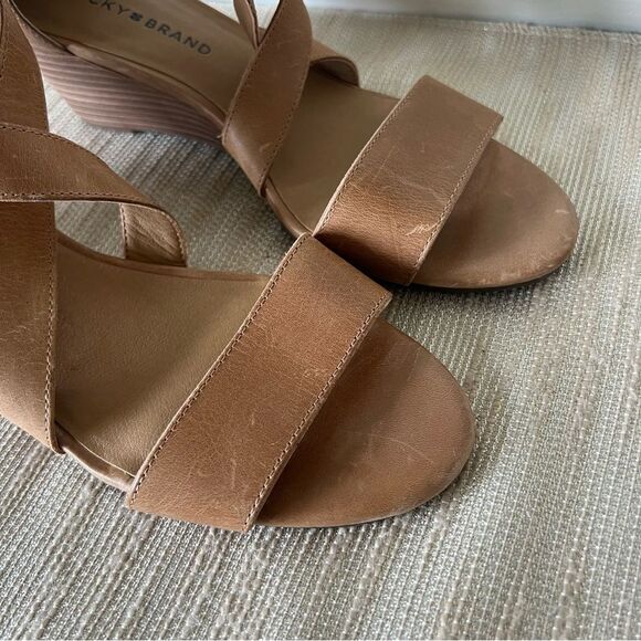 Lucky Brand Women's Jenley Wedges Sz 8 EUC Tan Leather - Picture 6 of 16